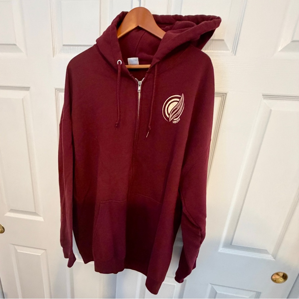 Maroon Full-Zip Hoodie and Peach Henley waffle shirt. Roomie 4x - Picture 2 of 7